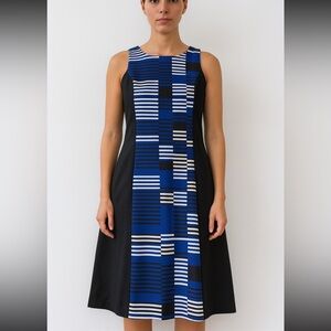 1. Michael Kors Black, Blue and White Sheath Dress Size 6